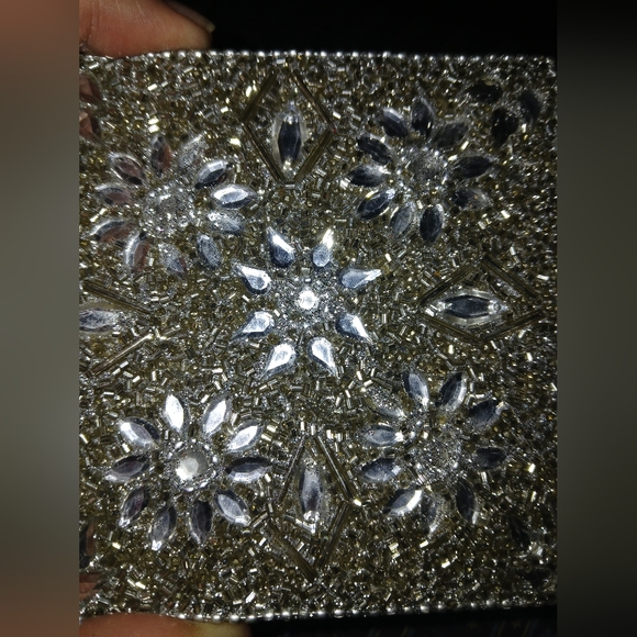 Beaded Coasters Set Beekman Rhinestone Crystals Silver